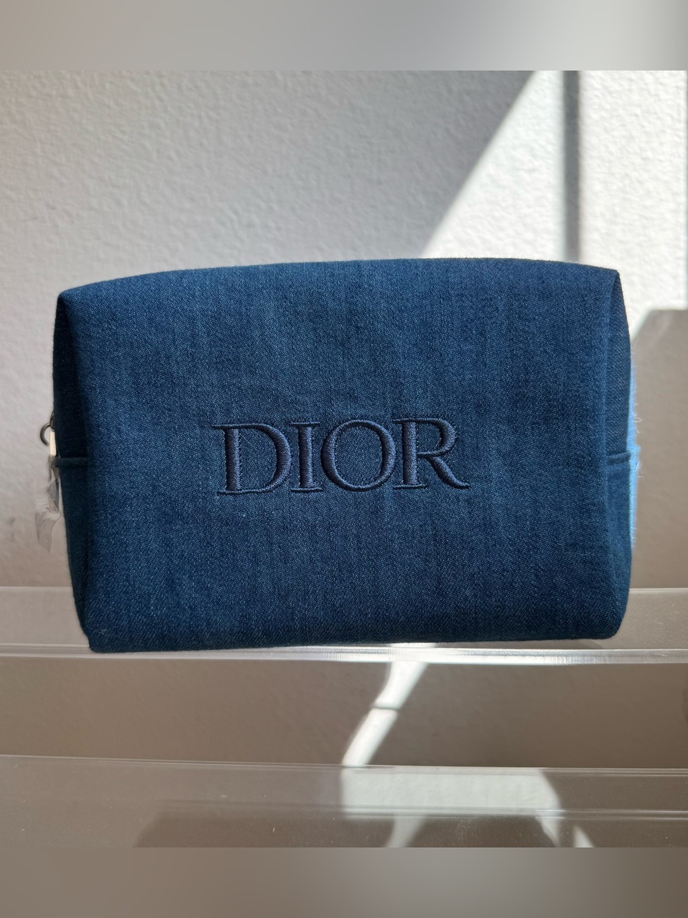 Dior Beauty Blue Denim Cosmetic Pouch Star Charm New
